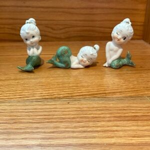 Set of Three Ceramic Mermaid Figurines